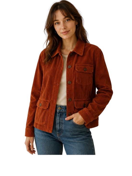 American Living Jackets & Blazers - Corduroy VTG Inspired Utility Barn Worker Jacket Rust Orange Size M 100% Cotton